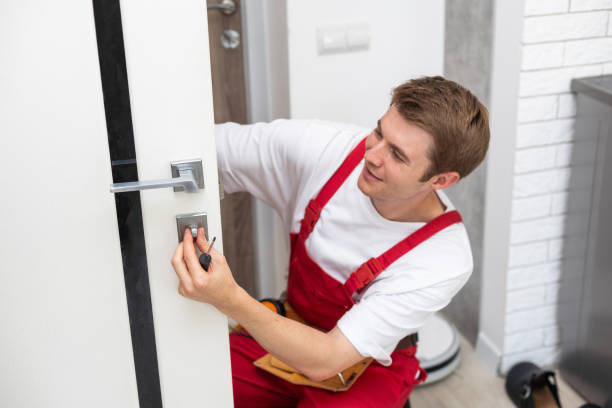 man installing lock