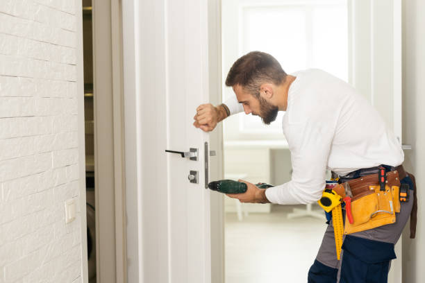 man repair door lock