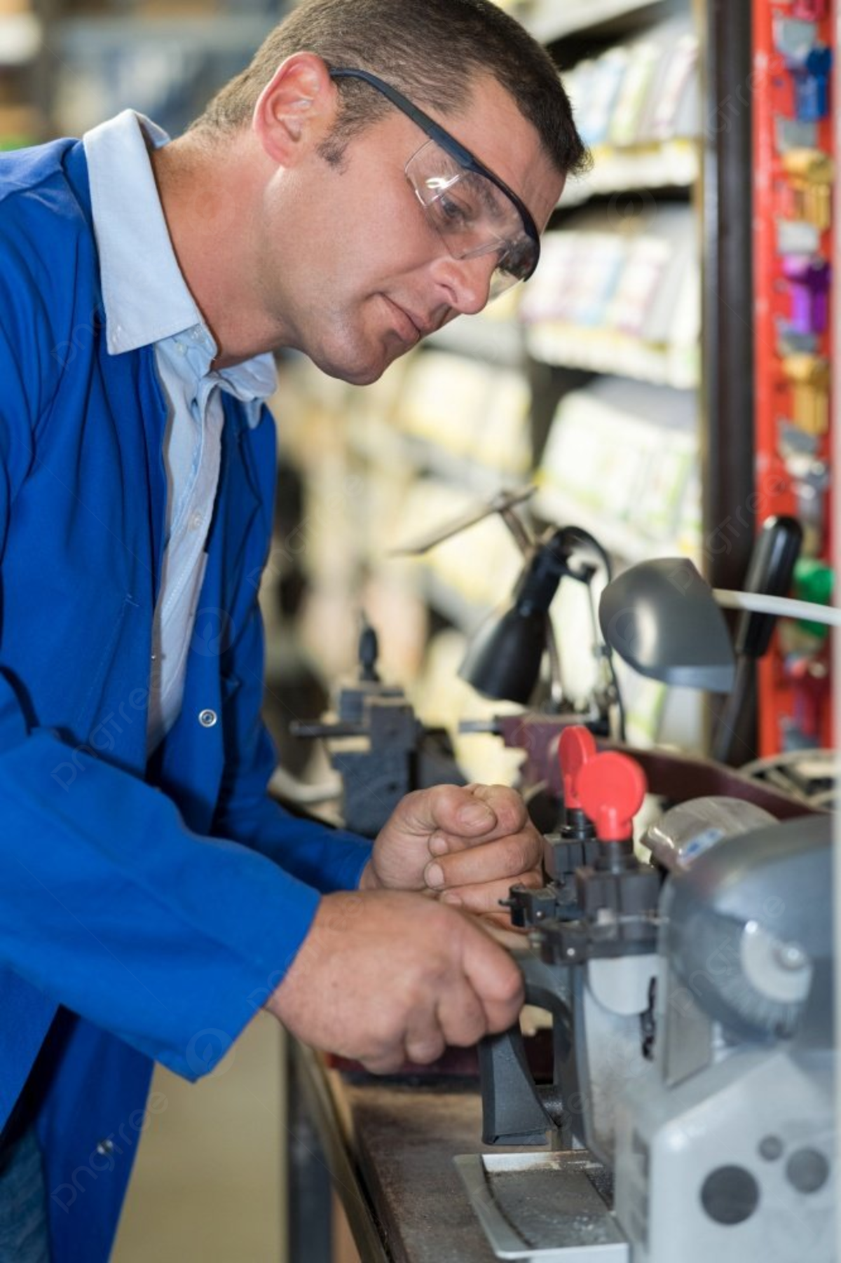 man making a key