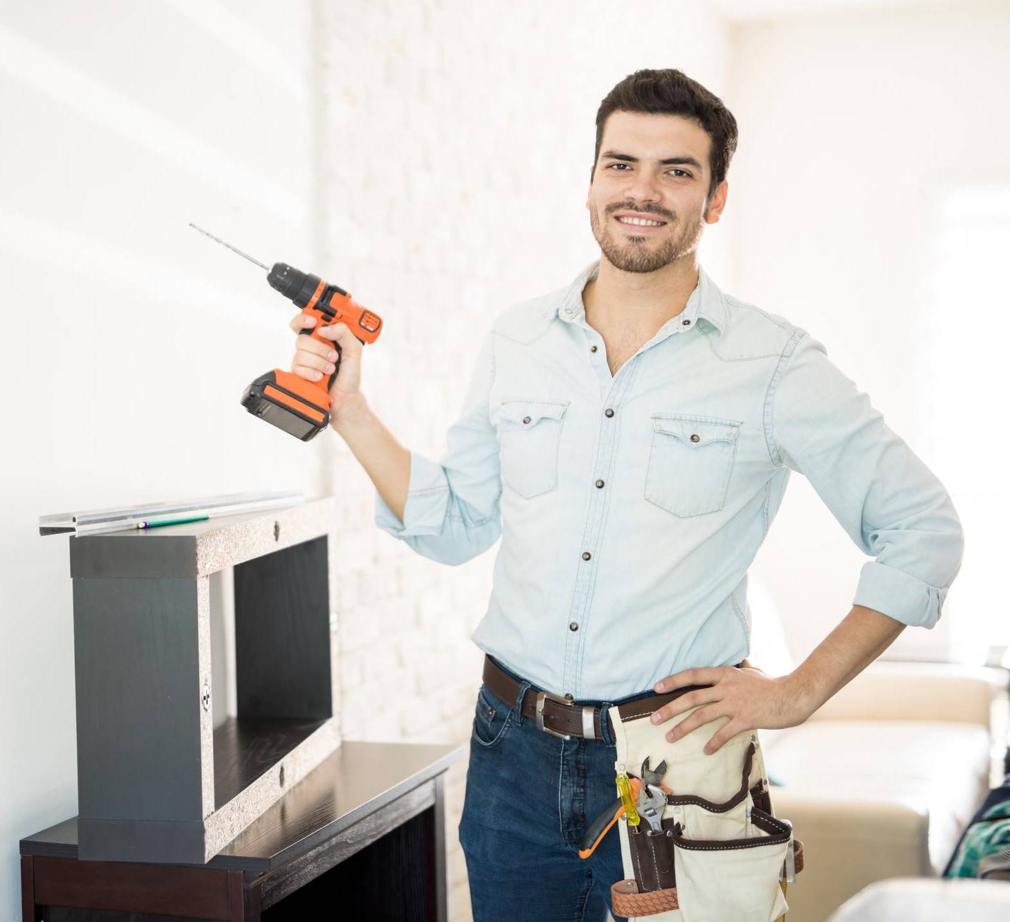 man with drill machine