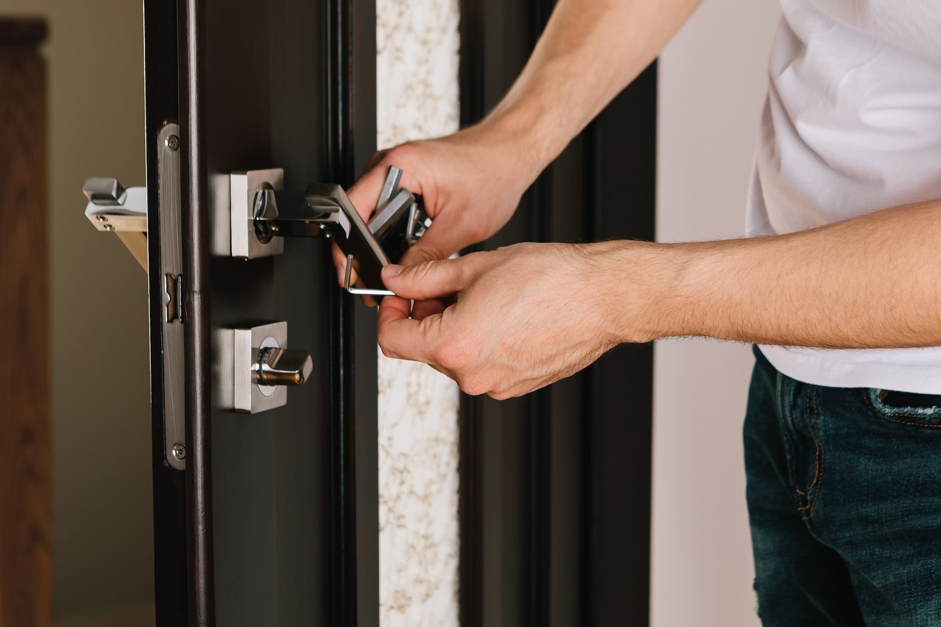 man setting up new lock